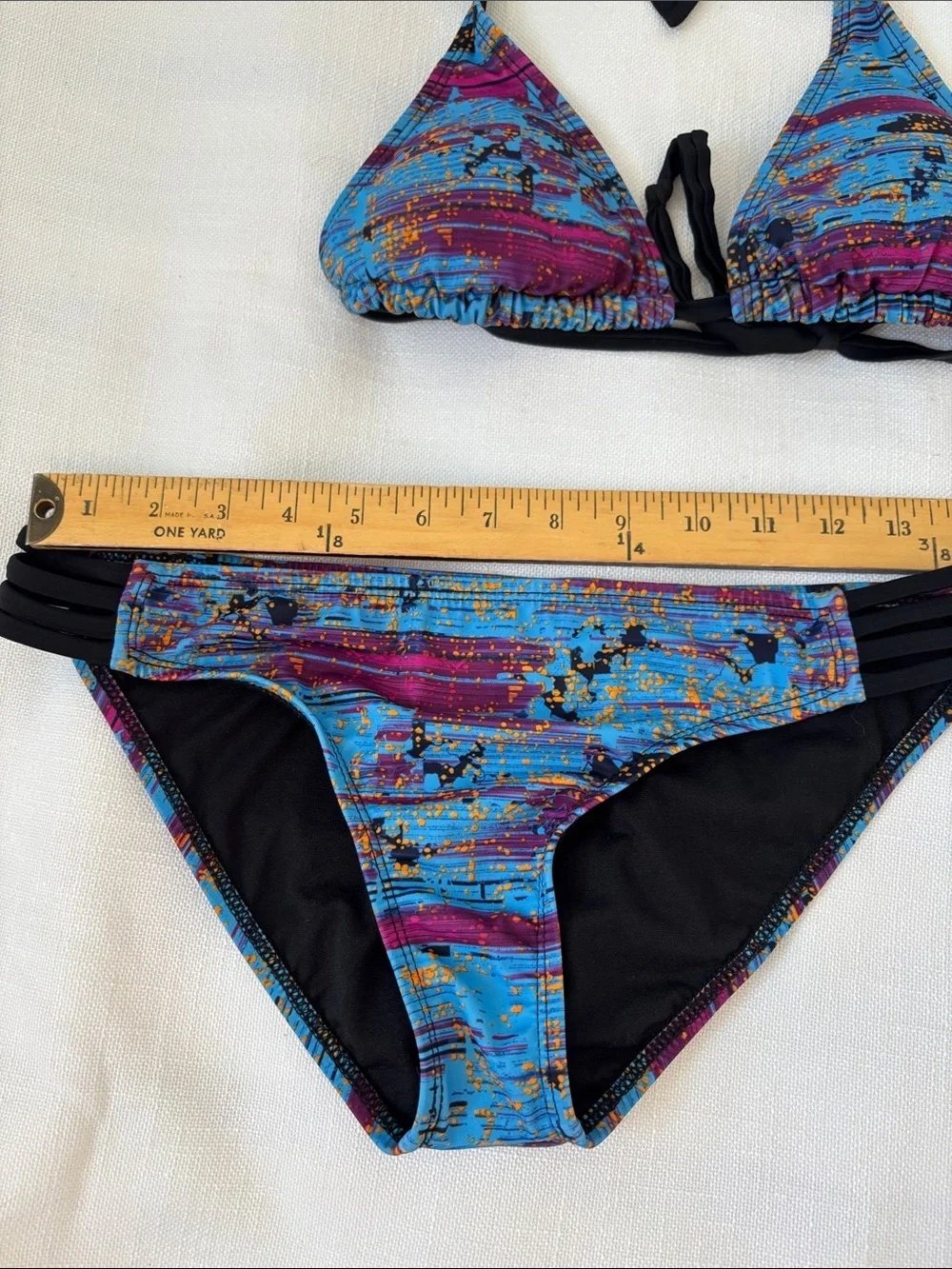 Oakley Blue & Purple Abstract Printed Bikini Set with Black Trim -416sku